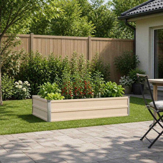vidaXL Hevet Hagebed Elfenben 100 x 80 x 24 cm kaldvalset stål