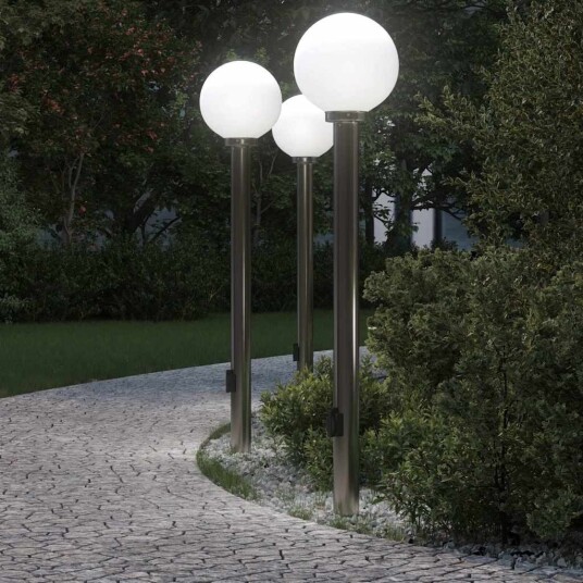 vidaXL Pullertlamper med stikkontakt 3 stk 120 cm rustfritt stål IP44