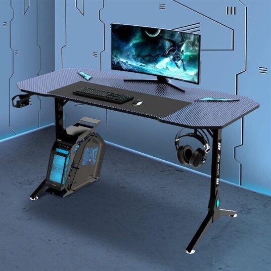 Gamingbord 140cm med RGB Belysning og Stabile Stålben Gamingbord 140cm med RGB Belysning og Stabile Stålben