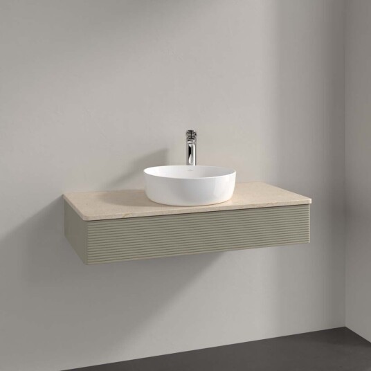 Villeroy & Boch Antao Servantskap med 1 skuff 100x50x19 cm u/lys Steingrå/Crème Villeroy & Boch Antao Servantskap med 1 skuff 100x50x19 cm u/lys Steingrå/Crème