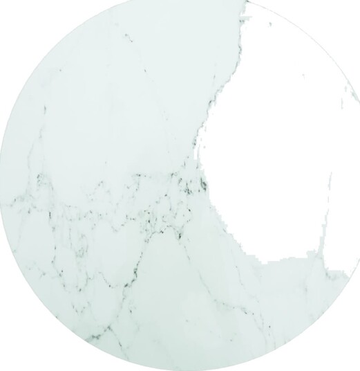 Bordplate hvit Ø40x0,8 cm herdet glass med marmor design