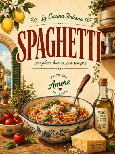 Plakat Italiensk Spaghetti Kunstverk
