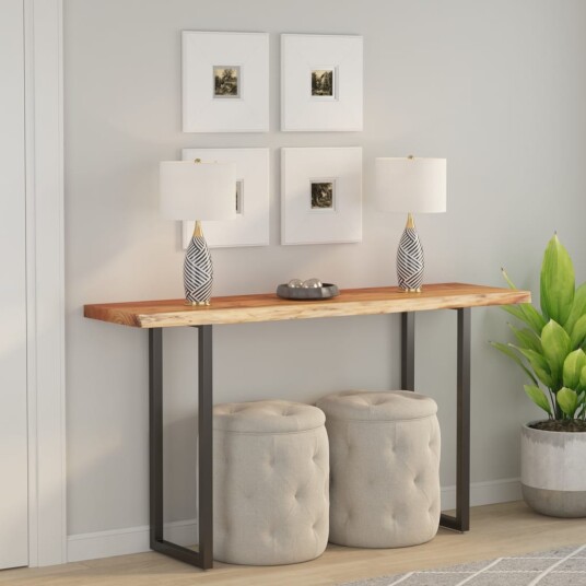 Vegghylle 160x40x3,8 cm rektangulær heltre akasie naturlig kant