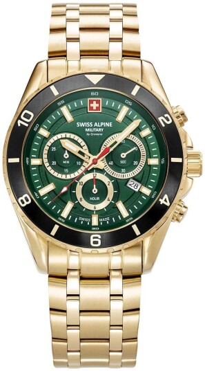 Swiss Alpine Military Herreklokke 7034.9118 Sierra Grønn/Gulltonet