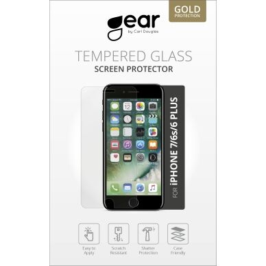 Gear Herdet Glass Skjermbeskytter for iPhone 6+/7+/8 Plus - 9H Støtsikker Gear Herdet Glass Skjermbeskytter for iPhone 6+/7+/8 Plus - 9H Støtsikker