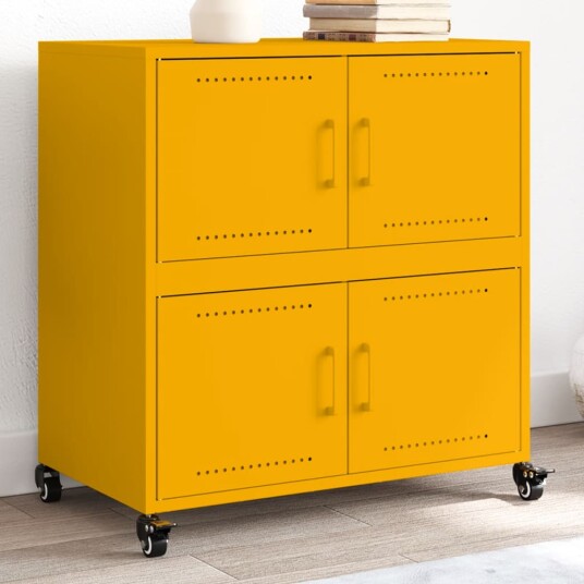 Skjenk sennepsgul 68x39x72 cm stål 8721102635366