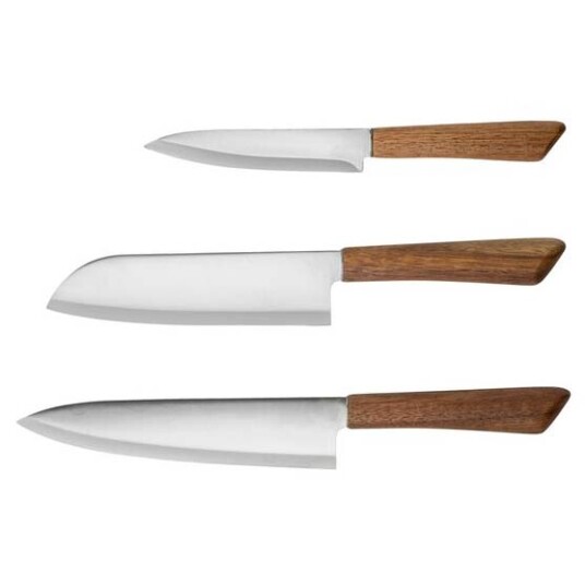 Anders Petter Concept knivsett 3 deler trehåndtak stål/brun Anders Petter Concept knivsett 3 deler trehåndtak stål/brun