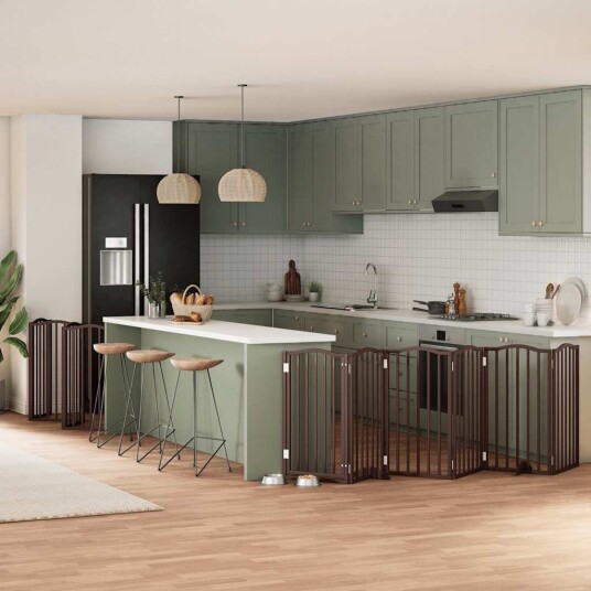 Vidaxl Hundeport Sammenleggbar 12 Paneler Brun 600 cm Poppeltre