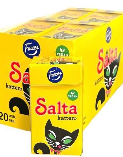 20 stk Fazer Salta Katten   Pastiller med Salt Lakrissmak   Hel Eske 760 gram