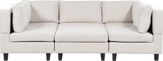 Modulsoffa med fotpall Beliani Unstad Beige/svart Symmetrisk Beige Black