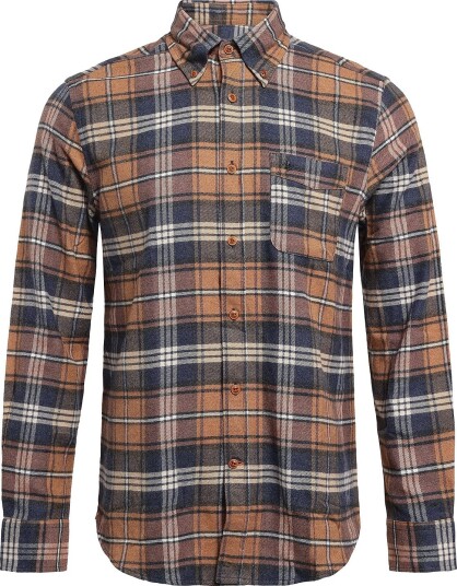 Morris Flannel Big Check Shirt-Slim Fit - CAMEL - XS