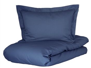 Turiform Sengetøy - 240x220 cm - Mørk blå - Jacquardvevd - 100 % økologisk bomullsateng - Turiform