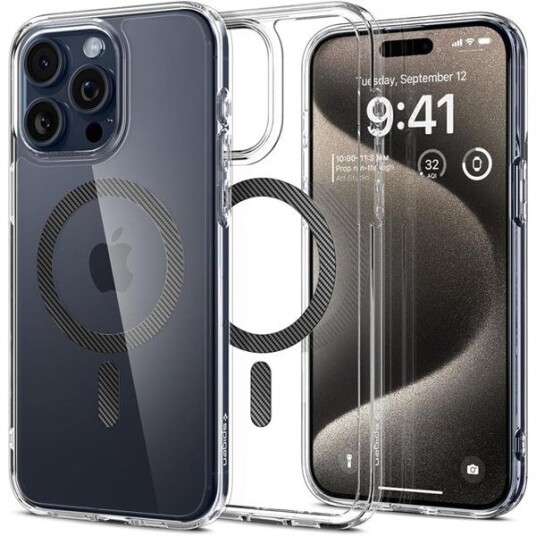 Spigen Ultra Hybrid MagFit Mobildeksel til iPhone 15 Pro Max i Karbonfiber