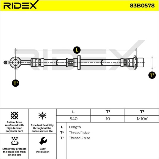 RIDEX 83B0578 Bremseslange