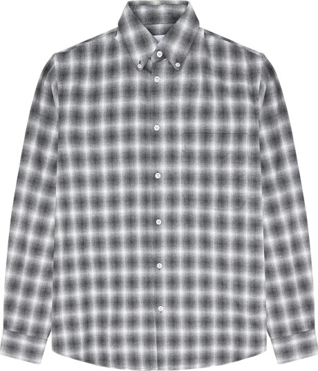 Garment Project Relaxed Ls Button Down Shirt   Flan   GREY CHECK   M