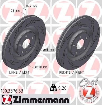 Bremseskive ZIMMERMANN 100.3376.53