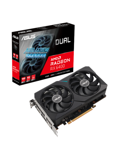 ASUS Radeon RX 6400 DUAL 4GB GDDR6 - 4GB GDDR6 RAM - Grafikkort