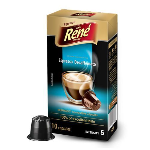 Nespresso Café René Espresso Decaffeinato til Nespresso. 10 kapsler