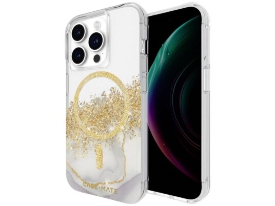 Casemate Karat Marble Magsafe Mobiltelefon Backcover Apple Iphone 15 Pro Transparent, Guld, Glimmereffekt