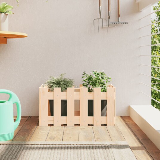Plantekasse med gjerdedesign 60x30x30 cm heltre furu