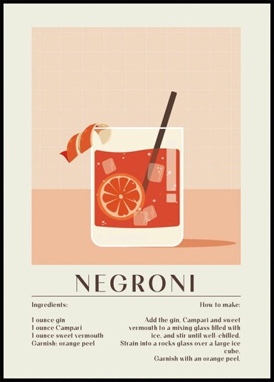 Negroni Plakat Plakat / 100x150cm Negroni Plakat Plakat / 100x150cm