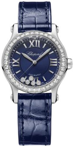 Chopard Dameklokke 278573 3018 Happy Sport Blå/Lær Ø30 mm