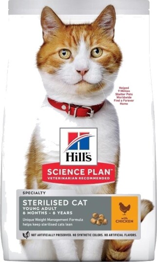 Hill's Adult Young Sterilised Tørrfôr Kylling 7kg Hill's Adult Young Sterilised Tørrfôr Kylling 7kg
