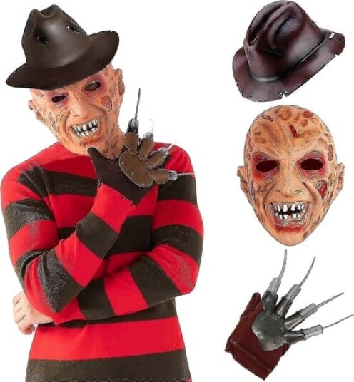 Freddy Krueger Kostymesett med Lateksmaske og Hanske