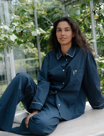 Becksöndergaard Scallop Pyjamas Shirt Navy XS