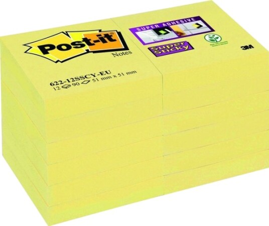 Post It 7100242802 Firkant Gult Papir 47,6 Mm 47,6 Mm 90 Ark