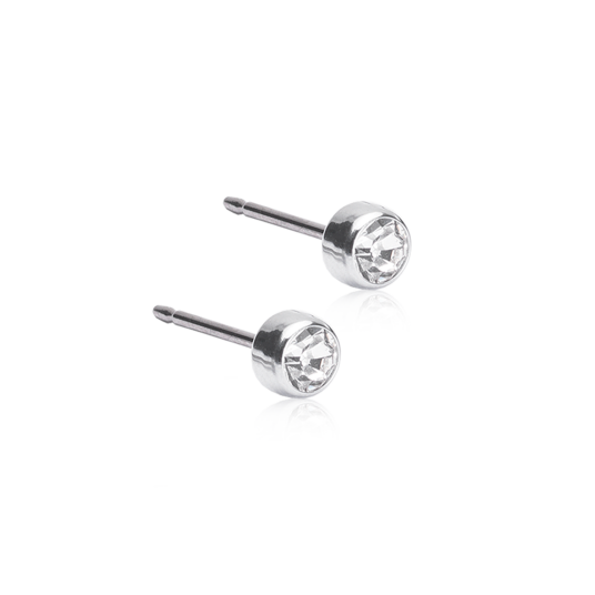 Blomdahl Silver Titanium Crystal Bezel 4mm 4 mm