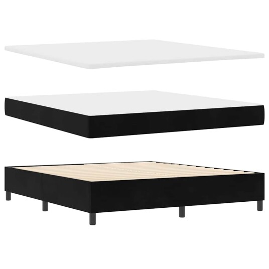  Box Spring Seng med Madrass Svart 180x200 cm Fløyel