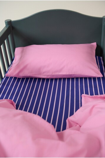 Jotex Mini Stretchlaken Krybbe Økologisk Koboltblå/rosa SIMA 177592711206