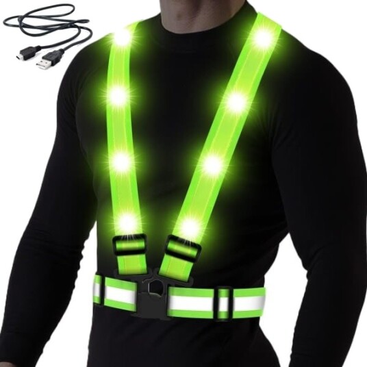 LED refleksvest. USB Oppladbar Refleks Løpevest med