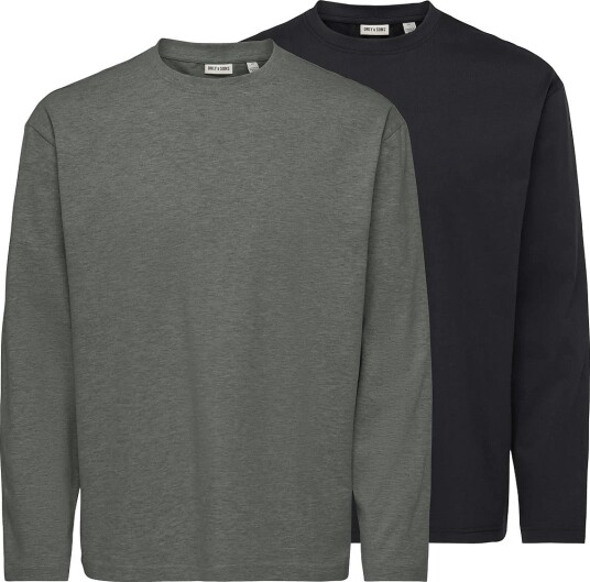 ONLY & SONS Onsfred Life Rlx Ls Tee 2 Pack CASTOR GRAY XL ONLY & SONS Onsfred Life Rlx Ls Tee 2 Pack CASTOR GRAY XL