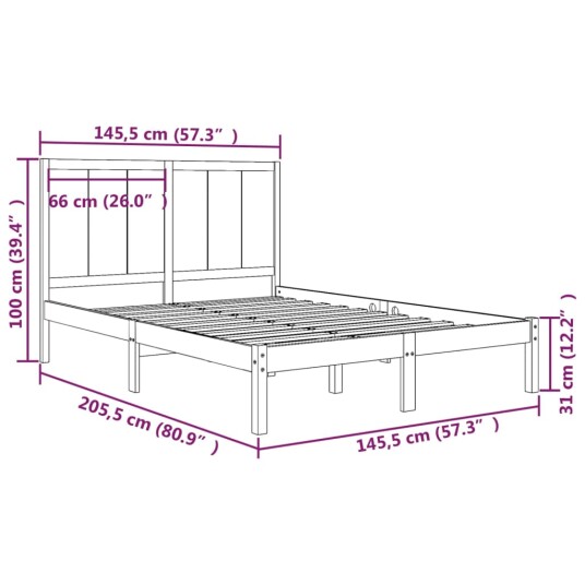vidaXL Sengeramme heltre furu 140x200 cm 8720287044727