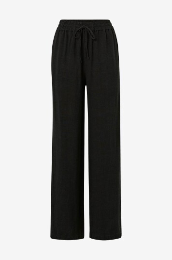 Selected FEMME - Bukser slfViva-Gulia HW Long Linen Pant - Svart