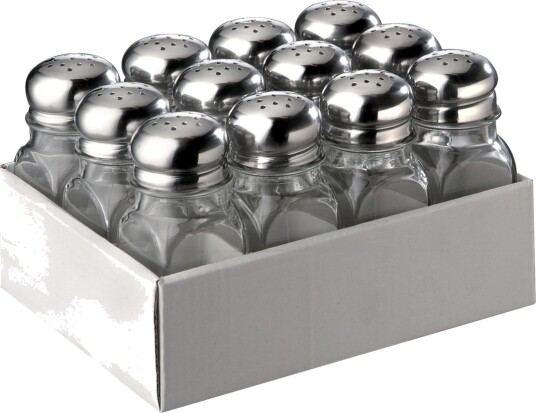 APS Strøer universal; 4x4x10 cm BxØxH; Sølvfarge/Transparent; 12 Stykk / Forpakning