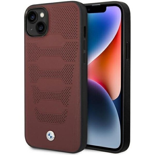 BMW Mobildeksel BMHCP14S22RPSR iPhone 14 6,1" Burgundy Skinnsetemønster