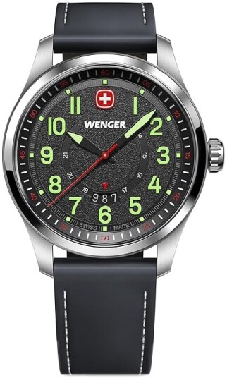 Wenger Herreklokke 01.0541.121 Terragraph Grå/Lær Ø43 mm