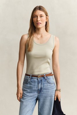 Ribbestrikket singlet COUNTRY BEIGE S