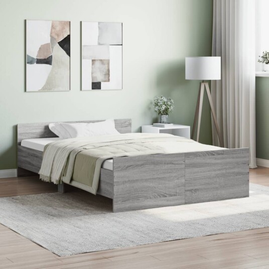 vidaXL Sengeramme med hode- og fotgavl grå sonoma 120x190 cm 8721012157361