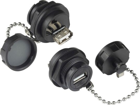 Alcasa Ic04-U205 Usb A Sort Hunkjønn Rett Polybutylentereftalat Pbt Polyvinylklorid Pvc Ip65 Ip67