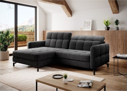 Seksjon Eltap Lorelle 225x160x105 cm Berlin 02 Svart Venstre