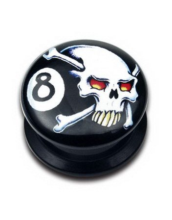 Utgått Eight Skull Svart Piercing Plugg Strl 16 mm