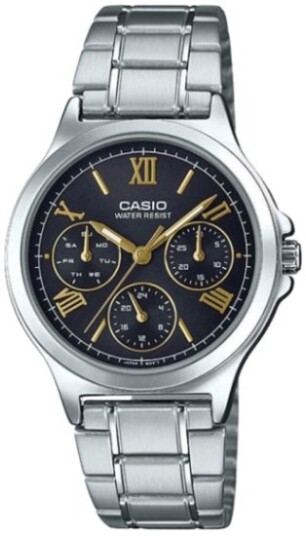Casio Dameklokke LTP V300D 1A2UDF Classic Sort/Stål Ø33 mm
