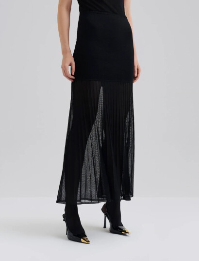 Malina Calina Sheer Knitted Maxi Skirt Black XS