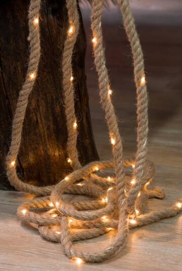 Dekortau med ledlys jute 5 m