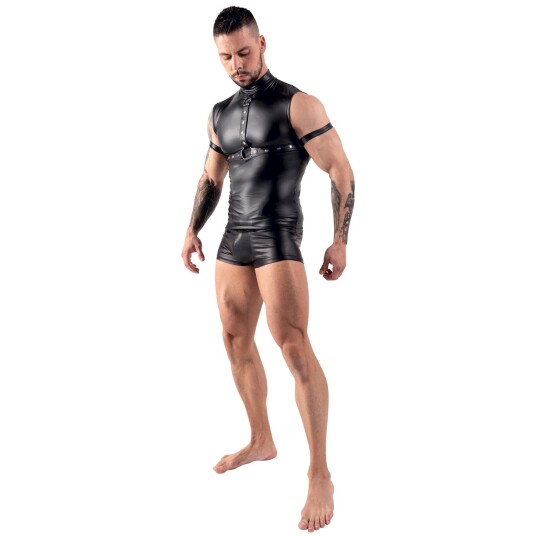 Svenjoyment Wetlook Topp med Sele - Svart - M