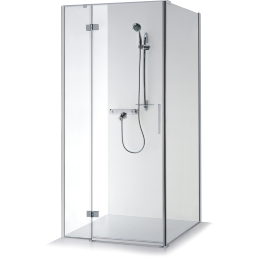 Brasta Nina Plus dusjvegg, 90x90x200 cm, klart glass, krom profil